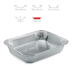 Tava aluminiu 8 portii + capac, 3240cc