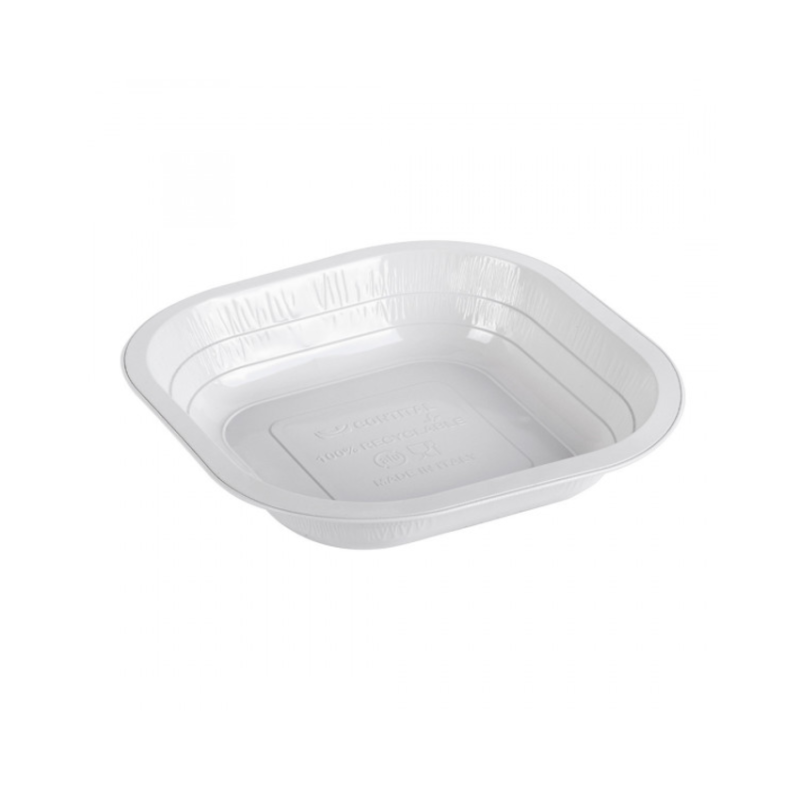 12 farfurii patrate din aluminiu lacuit, 180x180mm.