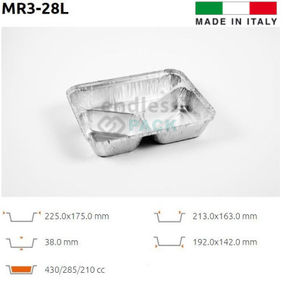 Caserola meniu 3 compartimente 430/285/210cc