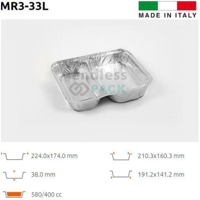 Caserola meniu 2 compartimente 580/400cc