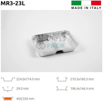 Caserola meniu 2 compartimente 400/350cc